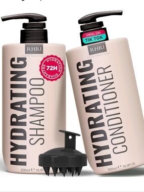 RHRI Hydrating Shampoo & Conditioner Set With Scalp Massager